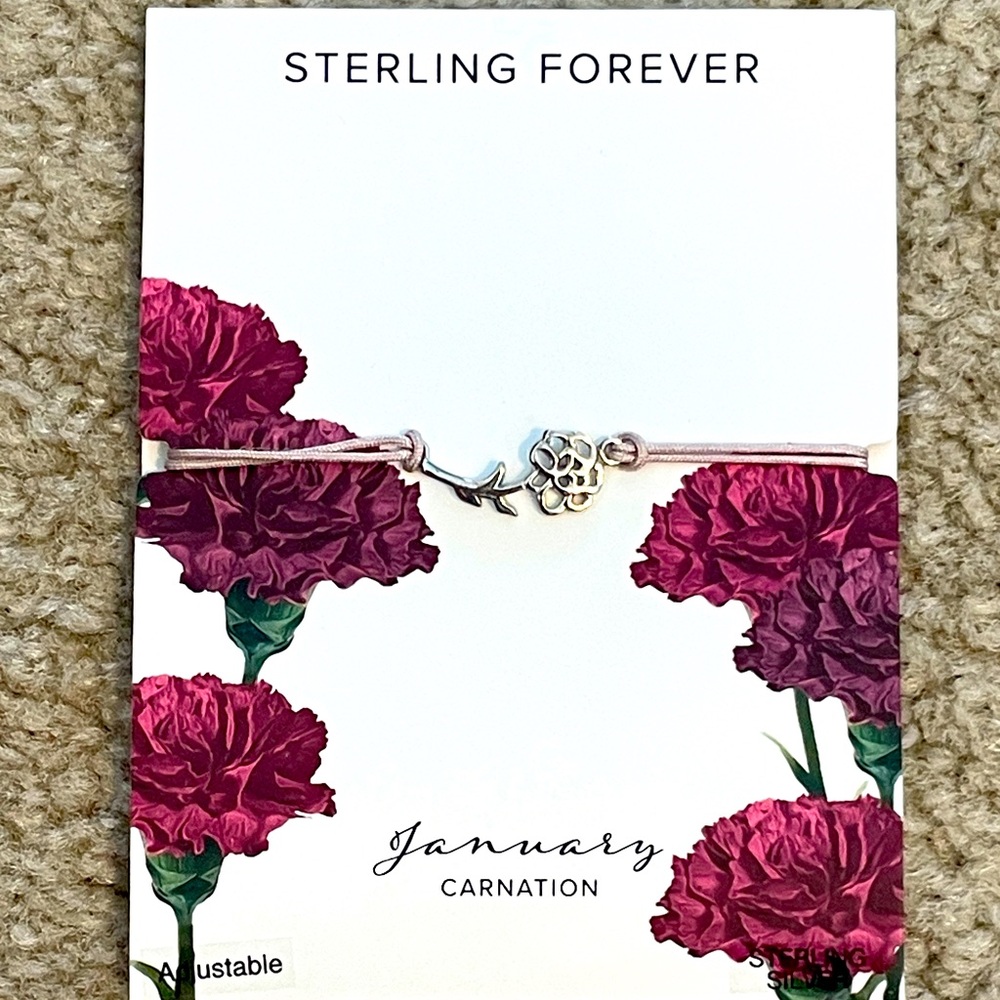 Sterling Forever January Silver Carnation Bracelet